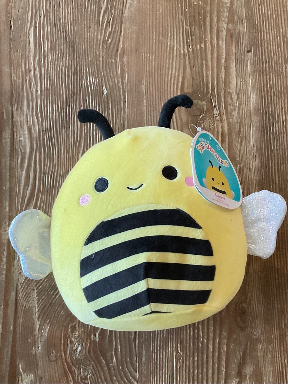 Squishmallows SUNNY Yellow & Black Bee with Sparkly White Wings 7”